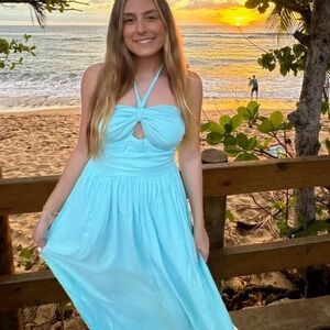 Blue Halter Maxi Dress